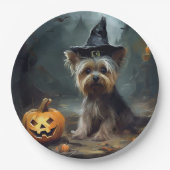Assiettes En Carton Yorkshire Terrier Citrouilles Halloween effrayant (Devant)