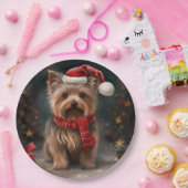Assiettes En Carton Yorkshire Terrier Dog dans la neige Noël (Fête)