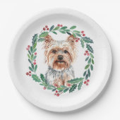 Assiettes En Carton Yorkshire Terrier Élégant chien Noël (Devant)