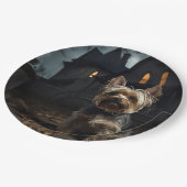 Assiettes En Carton Yorkshire Terrier Halloween effrayant (Angle)