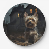 Assiettes En Carton Yorkshire Terrier Halloween effrayant (Devant)