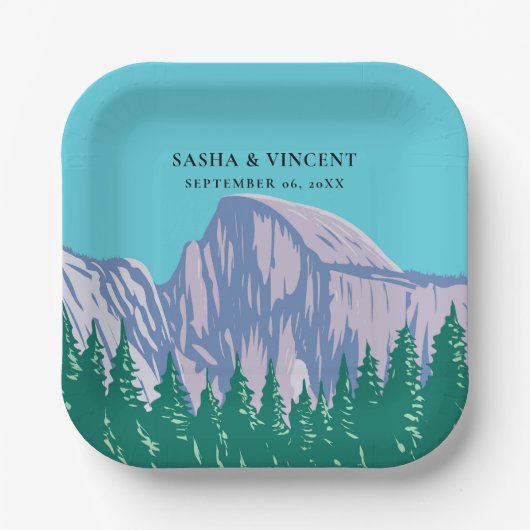 Assiettes En Carton Yosemite Parc National Mariage Rétro (Recto)