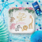 Assiettes En Carton Young Wild and Three - Pink Safari Girl's 3rd (Fête)