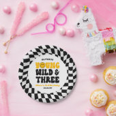 Assiettes En Carton Young Wild & Three Retro Third 3rd Birthday Party (Fête)