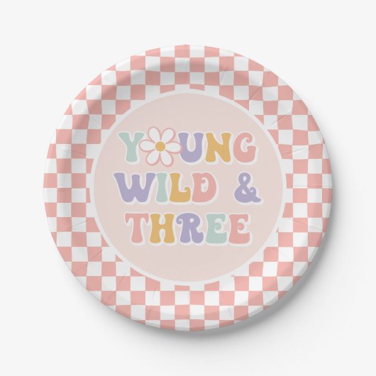 Assiettes En Carton Young Wild Three Super Rose Daisy Checker (Devant)