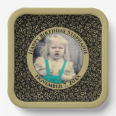 Assiettes En Carton Your Photo 55 Random Number Pattern Black/Gold  (Recto)