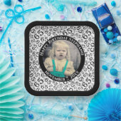 Assiettes En Carton Your Photo 65 Random Number Pattern Black/White (Fête)