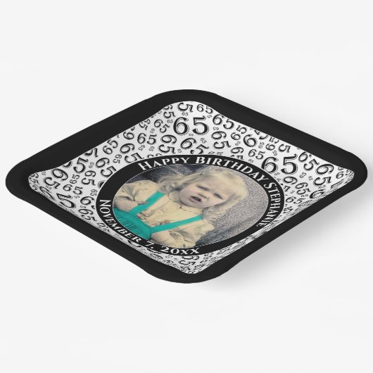 Assiettes En Carton Your Photo 65 Random Number Pattern Black/White  (Angulaire)