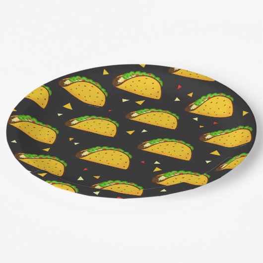 Assiettes En Carton Yummy Taco Motif (Angle)