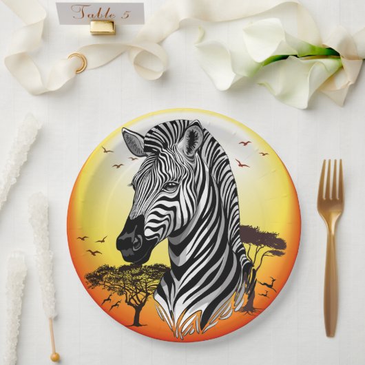 Assiettes En Carton Zebra African Savanna Wild Animal (Mariage)