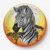 Assiettes En Carton Zebra African Savanna Wild Animal (Devant)