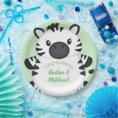 Assiettes En Carton Zebra Baby shower Green (Fête)