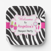 Assiettes En Carton Zebra imprimé anniversaire Pamper Party (Recto)