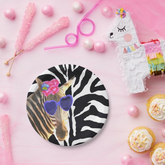 Assiettes En Carton Zebra juna animal mode fille moderne (Fête)