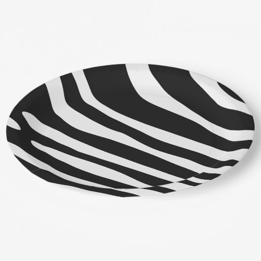 Assiettes En Carton Zebra noir et blanc (Angle)