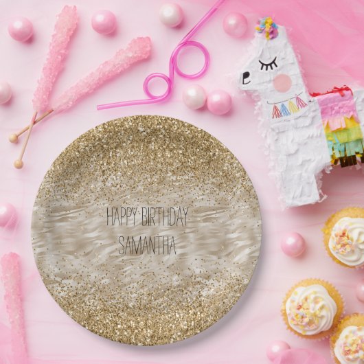 Assiettes En Carton Zebra Print Faux Gold Parties scintillant (Fête)