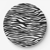 Assiettes En Carton Zebra Print, Zebra Stripes, Noir Et Blanc (Devant)
