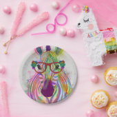 Assiettes En Carton Zebra Rainbow Splash (Fête)