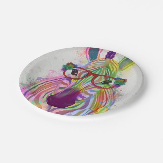 Assiettes En Carton Zebra Rainbow Splash (Angle)