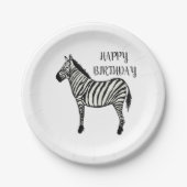 Assiettes En Carton Zebra Safari joyeuses Plaques de fête d'anniversai (Devant)
