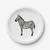 Assiettes En Carton Zebra Safari joyeuses Plaques de fête d'anniversai (Devant)