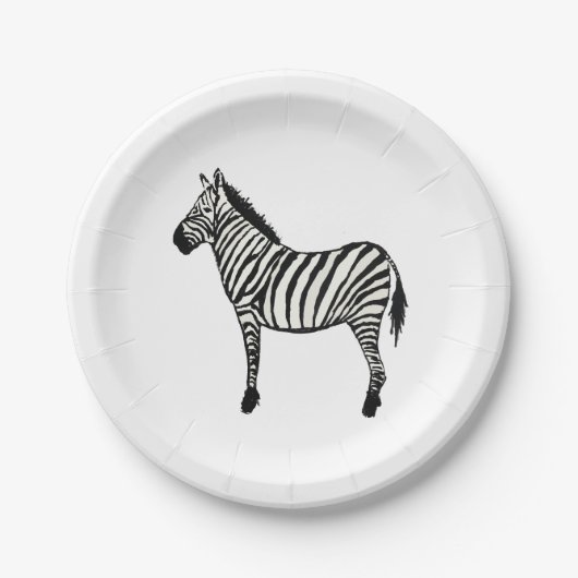 Assiettes En Carton Zebra Safari joyeuses Plaques de fête d'anniversai (Devant)