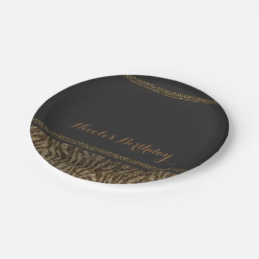 Assiettes En Carton Zebra Sparkles Glam Chic Modern Party (Angle)