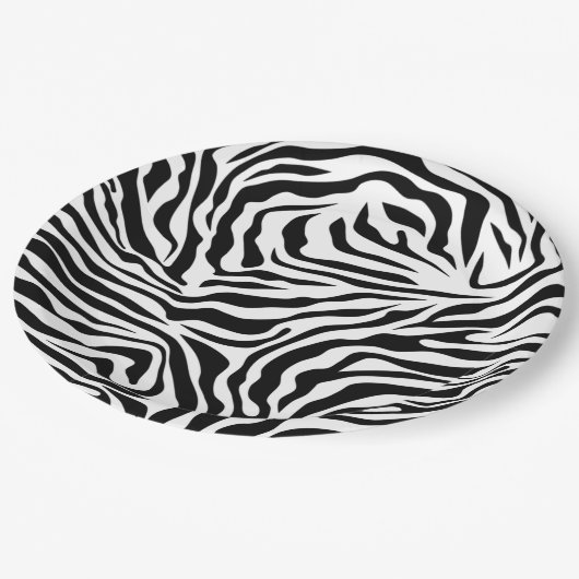 Assiettes En Carton Zebra Stripes Poster de animal sauvage noir et bla (Angle)