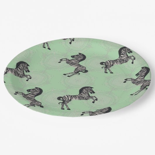 Assiettes En Carton Zebra sur Starburst avec Pale Green (Angle)