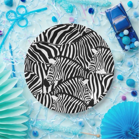 Assiettes En Carton Zèbre (Fête)