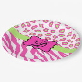 Assiettes En Carton Zèbre blanc rose chaud Léopard Monogramme de peau  (Angle)