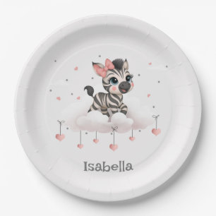 Assiettes En Carton Zèbre de dessin animé adorable