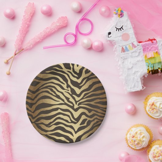Assiettes En Carton Zèbre Imprimer Peau d'animal Élégant moderne Glam  (Fête)