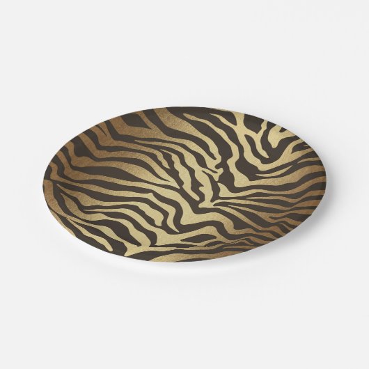 Assiettes En Carton Zèbre Imprimer Peau d'animal Élégant moderne Glam  (Angle)