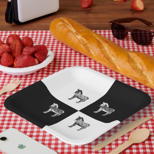 Assiettes En Carton Zèbre noir et blanc (Pique-nique)