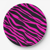 Assiettes En Carton Zèbre rose chaud rayé (Devant)