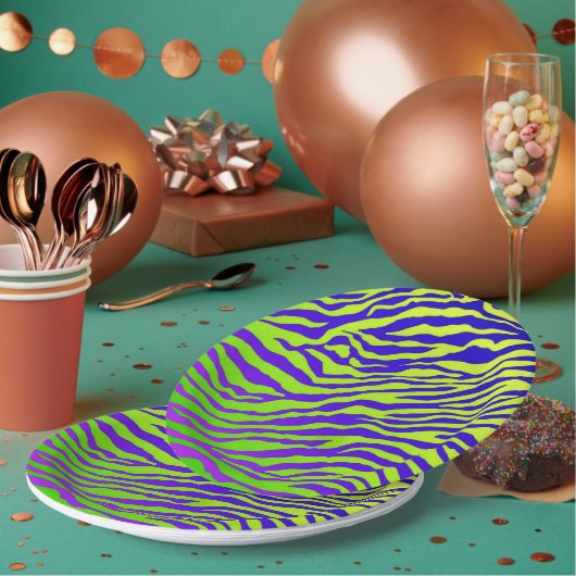 Assiettes En Carton Zèbre vert (Multi)