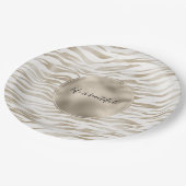 Assiettes En Carton Zen Cream White Cocoa Brown Zebra Imprimer (Angle)