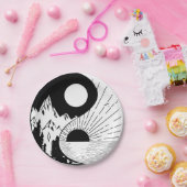 Assiettes En Carton Zen Yin Yang noir blanc (Fête)