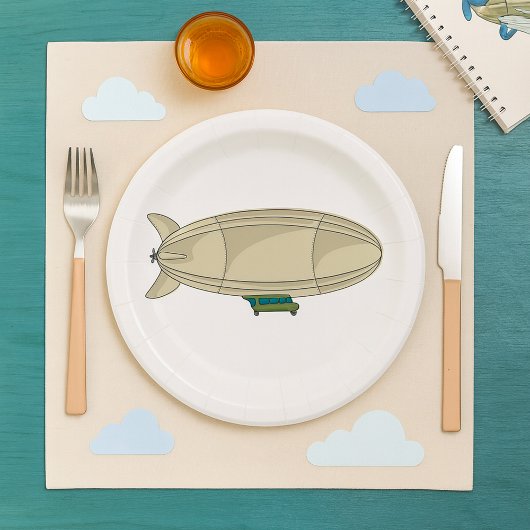 Assiettes En Carton Zeppelin dirigeable Rétro Sci-Fi Blimp