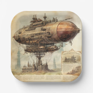 Assiettes En Carton Zeppelin Steampunk vintage (10)