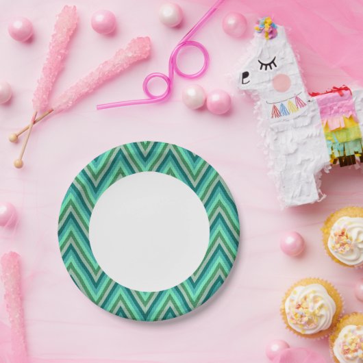 Assiettes En Carton Zig Zag Arrière - plan à rayures (Fête)
