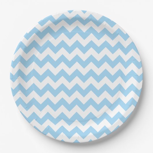 Assiettes En Carton Zigzag bleu, Chevron bleu, Motif géométrique (Devant)
