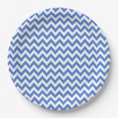 Assiettes En Carton ZigZag bleu / Motif Chevron (Devant)