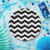 Assiettes En Carton Zigzag Chevron Noir Et Blanc (Fête)