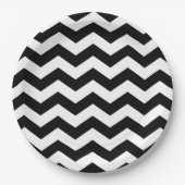 Assiettes En Carton Zigzag Chevron Noir Et Blanc (Devant)