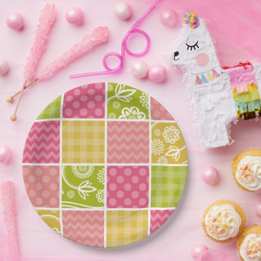 Assiettes En Carton Zigzag, Chevron, Pois, En vichy, Patchwork (Fête)