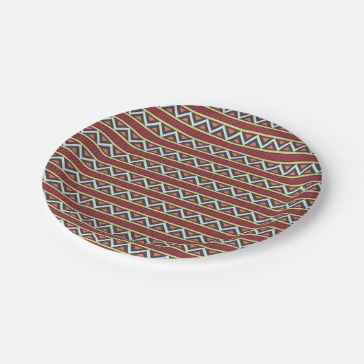 Assiettes En Carton Zigzag sans couture africaine motif (Angle)