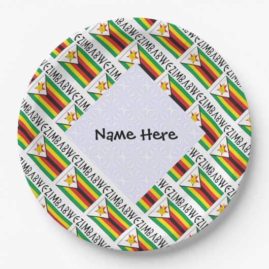 Assiettes En Carton Zimbabwe Drapeau zimbabwéen personnalisé (Devant)
