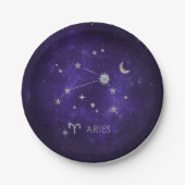 Assiettes En Carton Zodiac Purple Aries | Horoscope d'astrologie cosmi (Devant)